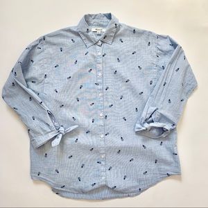 Madewell Pineapple Print Chambray Button Down